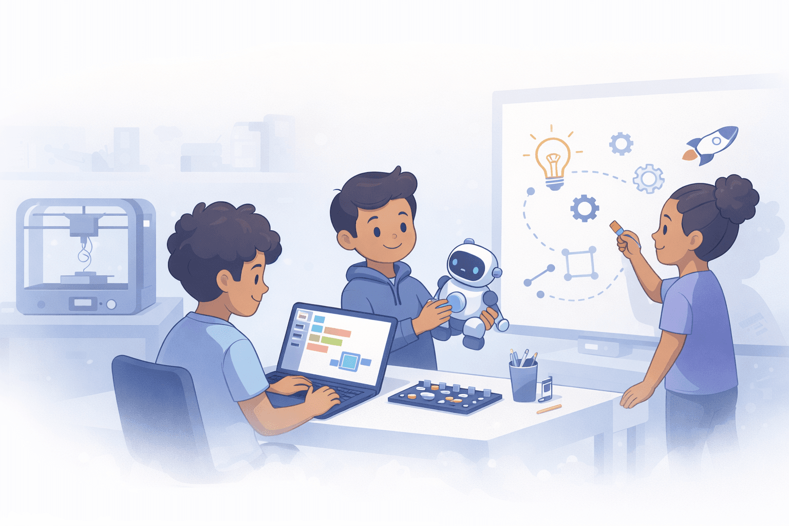 Kids learning and building at ImpanoLab